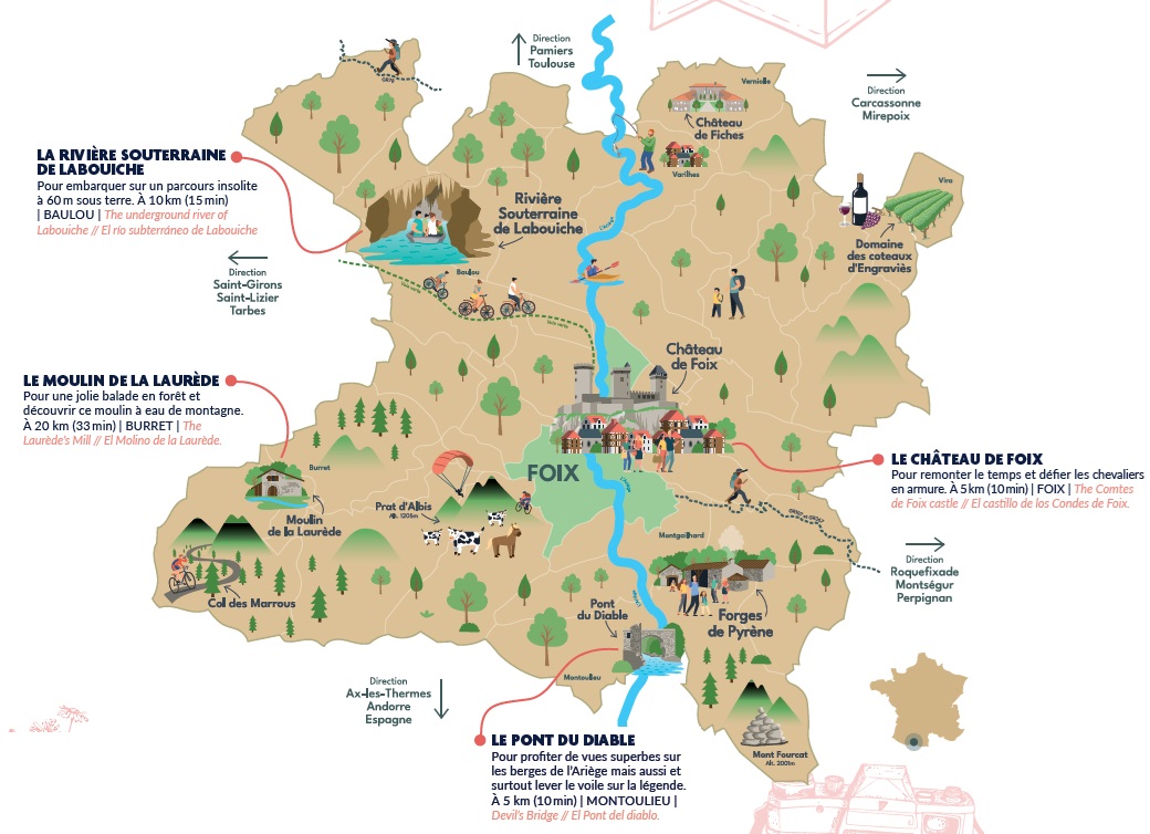 Carte du territoire de Foix en Ariège