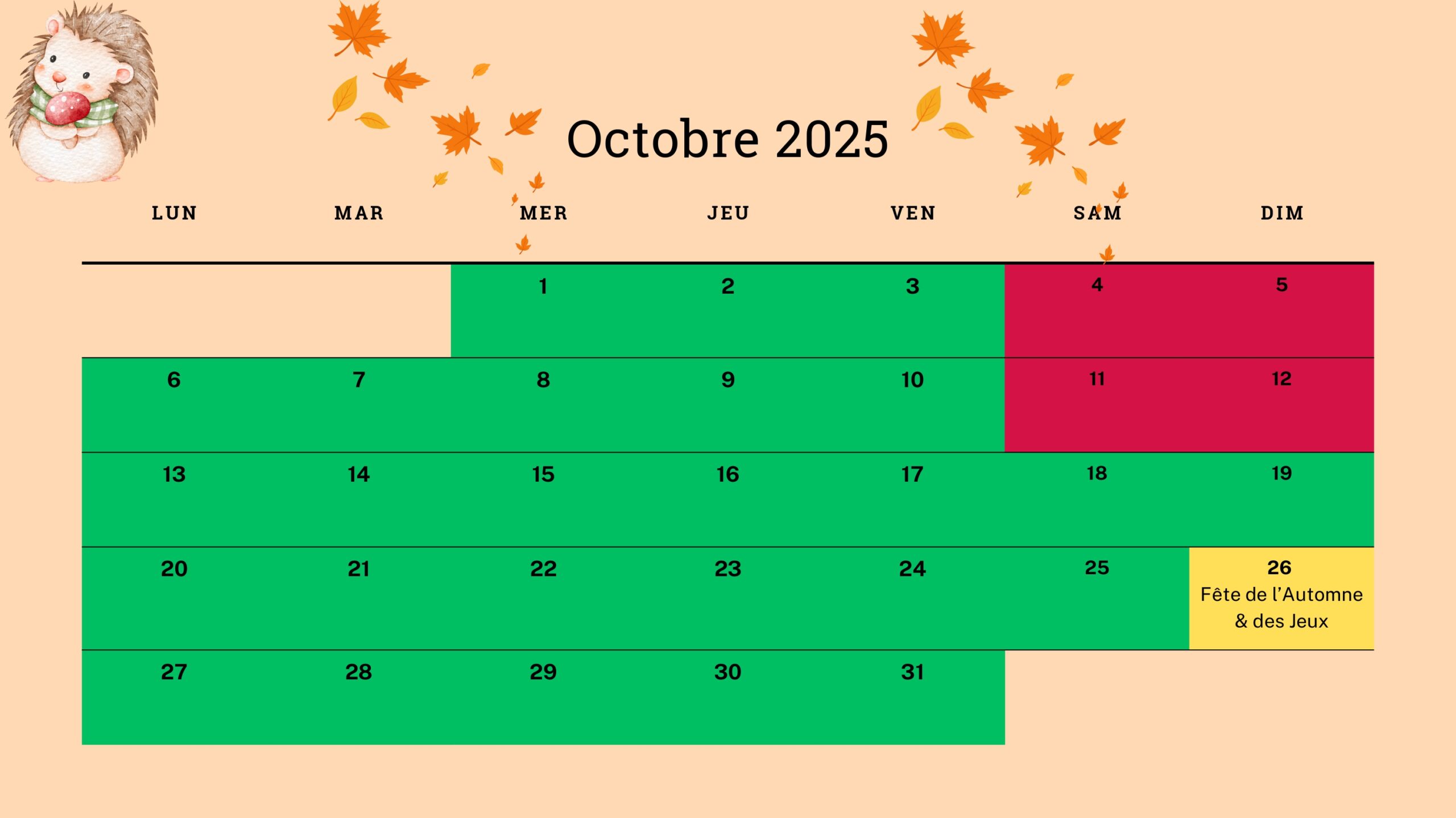 Orange Beige Illustré Calendrier Mensuel Octobre_page-0001